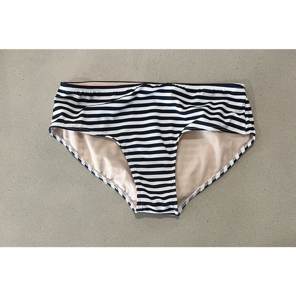 Albion Fit Black White Striped Bikini Style Swim Bottoms Size Small